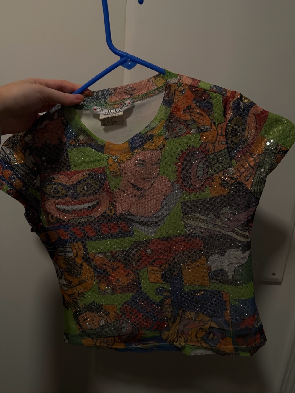 Y2k comic sequin top